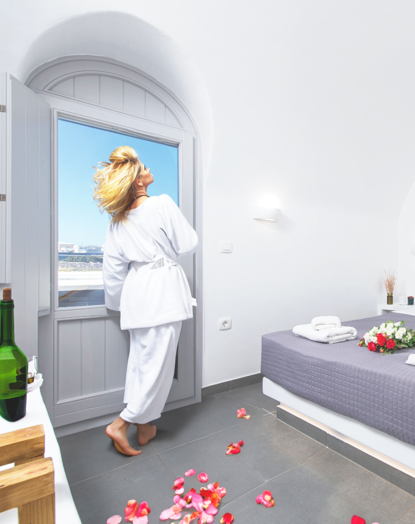 Your Bedroom in Our Suites in Santorini island Greece